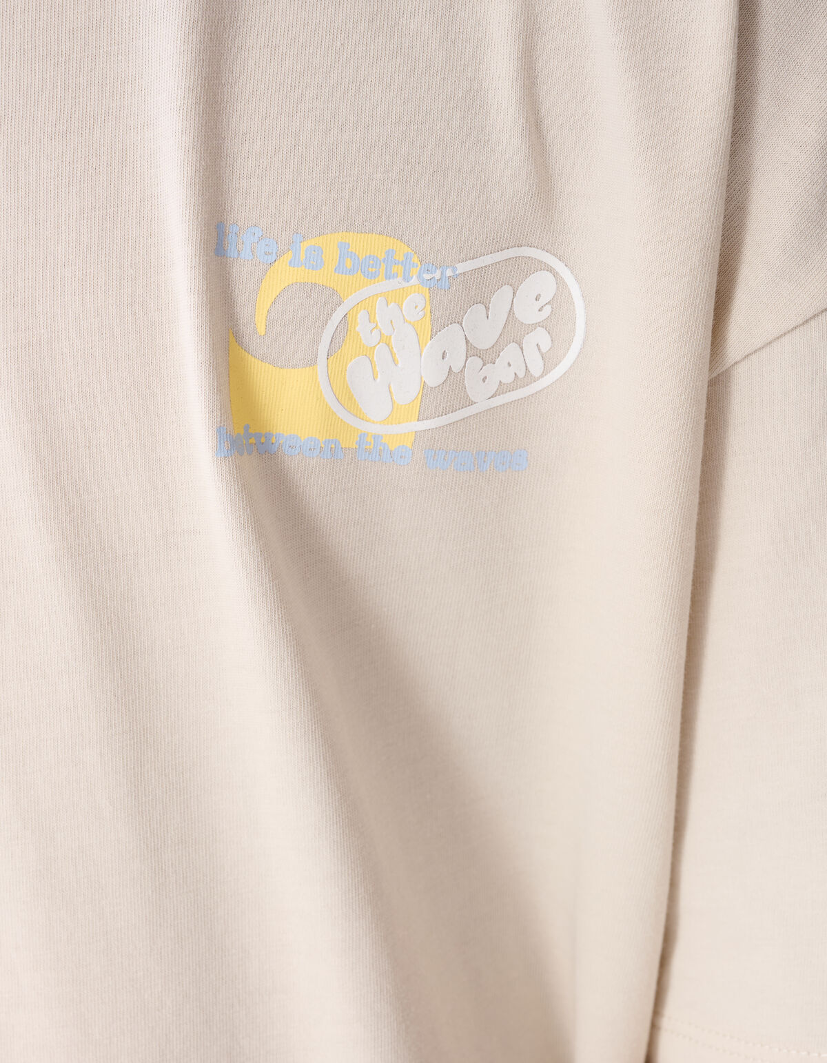 Oversized Waves Artwork T-Shirt Beige SHOEBY BOYS