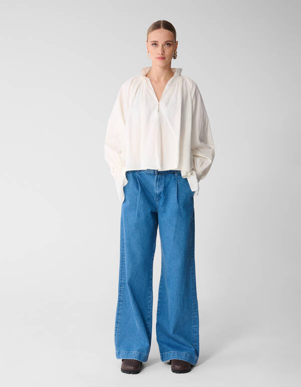 Faltenhose mit weitem Bein, Mediumstone SHOEBY WOMEN