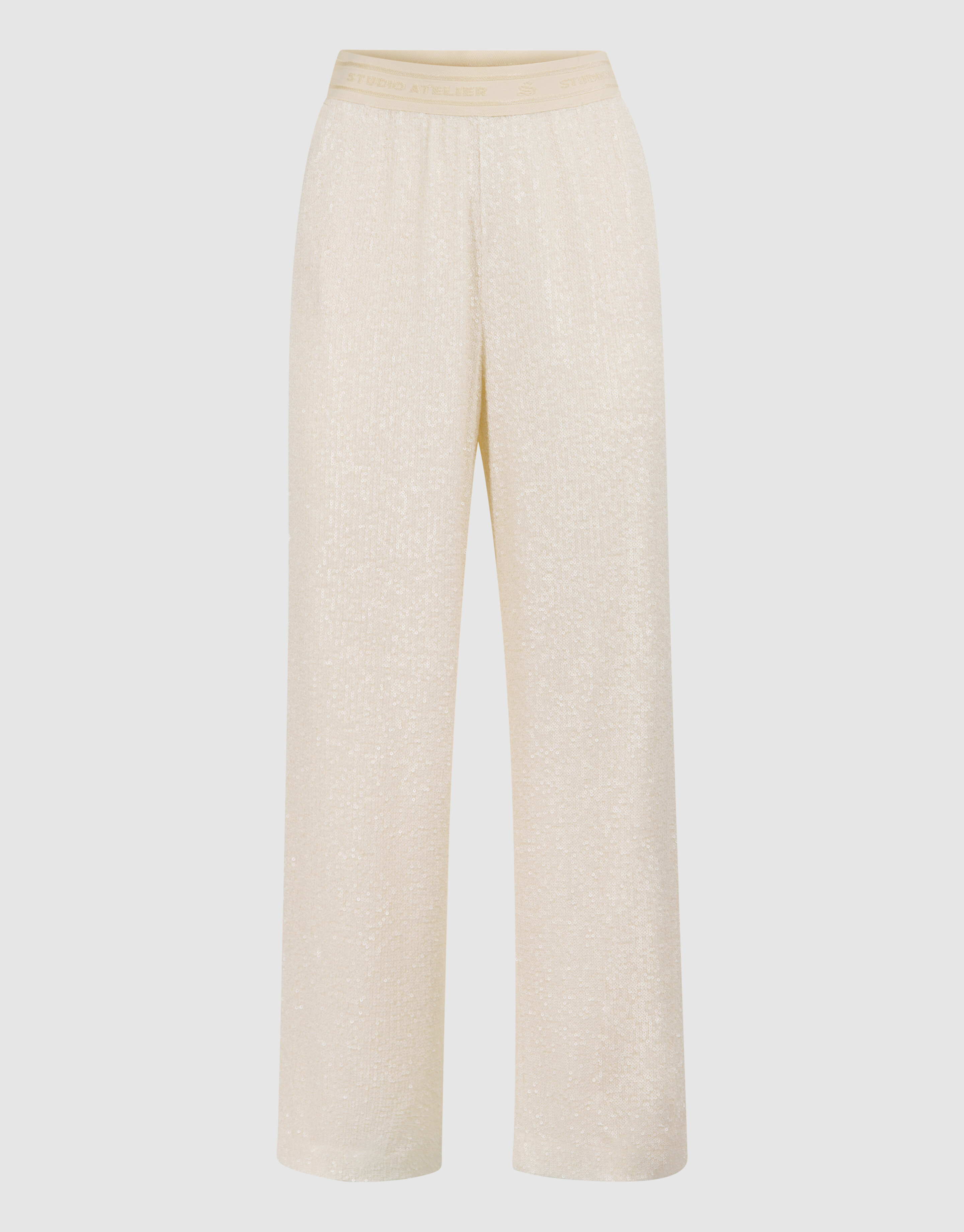 Hose mit weitem Bein aus Pailletten Weiß SHOEBY WOMEN