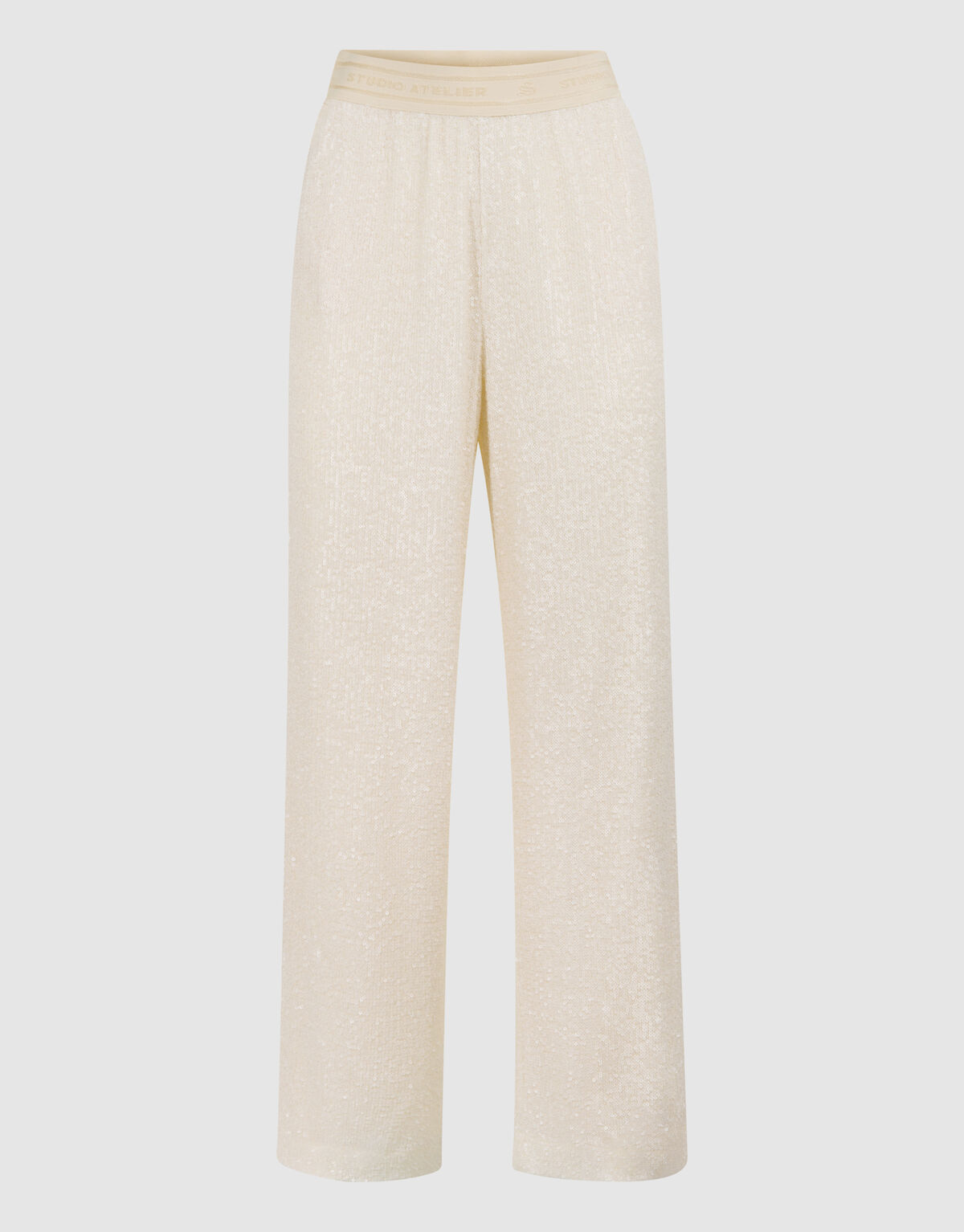 Hose mit weitem Bein aus Pailletten Weiß SHOEBY WOMEN