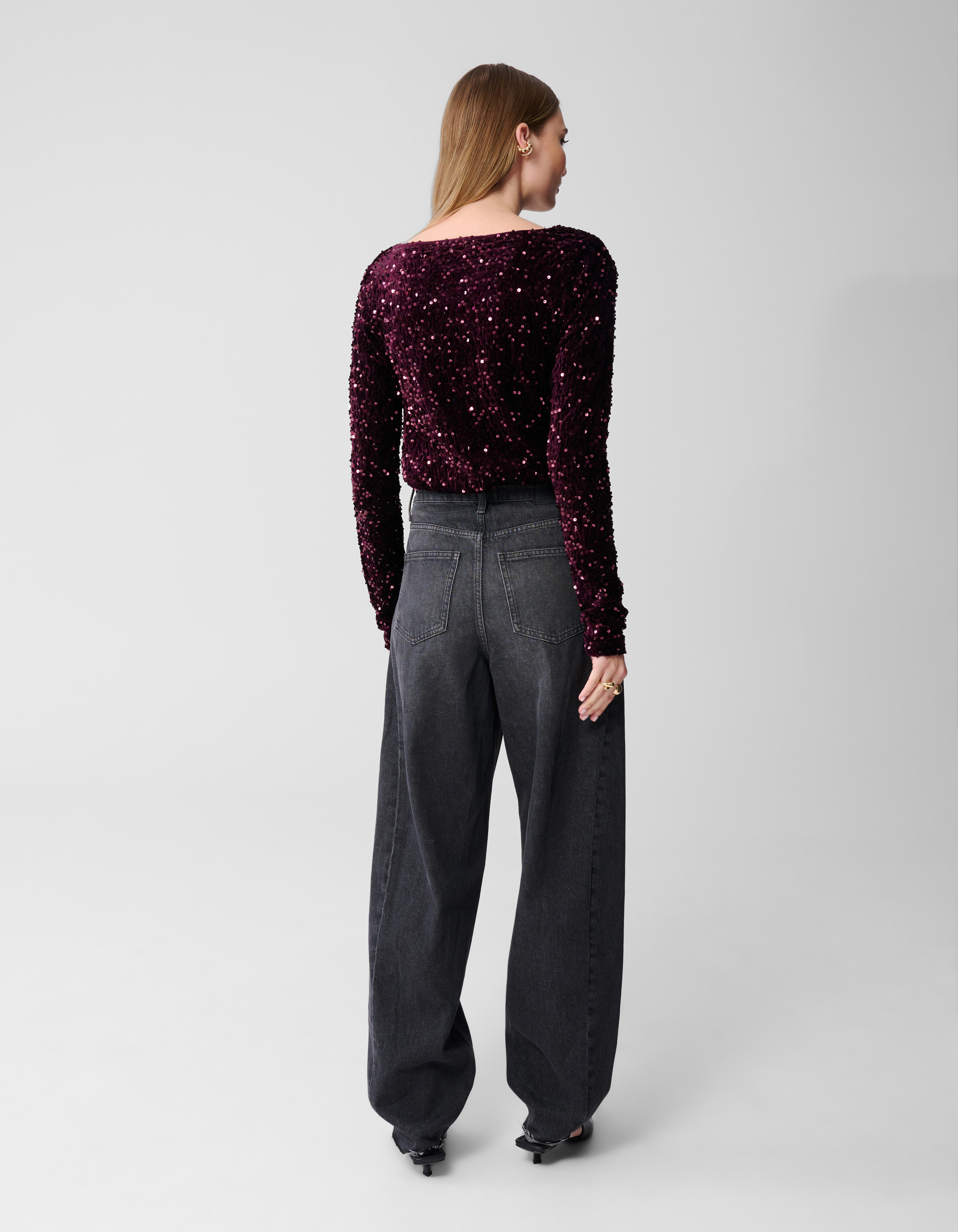 Pailletten-Wasserfall-Top Lila SHOEBY WOMEN