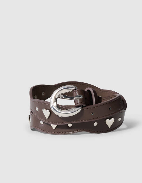 Gekerbter Herz-G&uuml;rtel Braun SHOEBY ACCESSOIRES