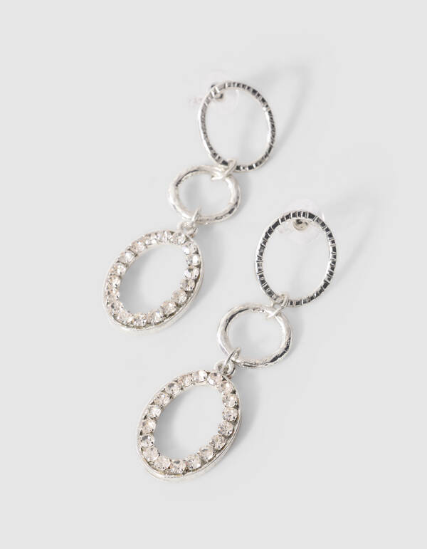 Stra&szlig; Oval Ohrringe Silber SHOEBY ACCESSOIRES