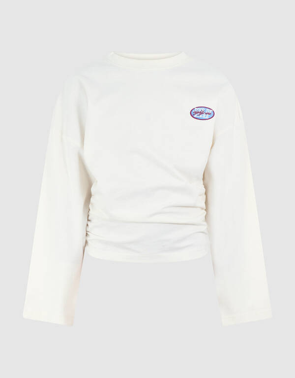 Langarmshirt mit Raffungen, gebrochenes Wei&szlig; SHOEBY GIRLS