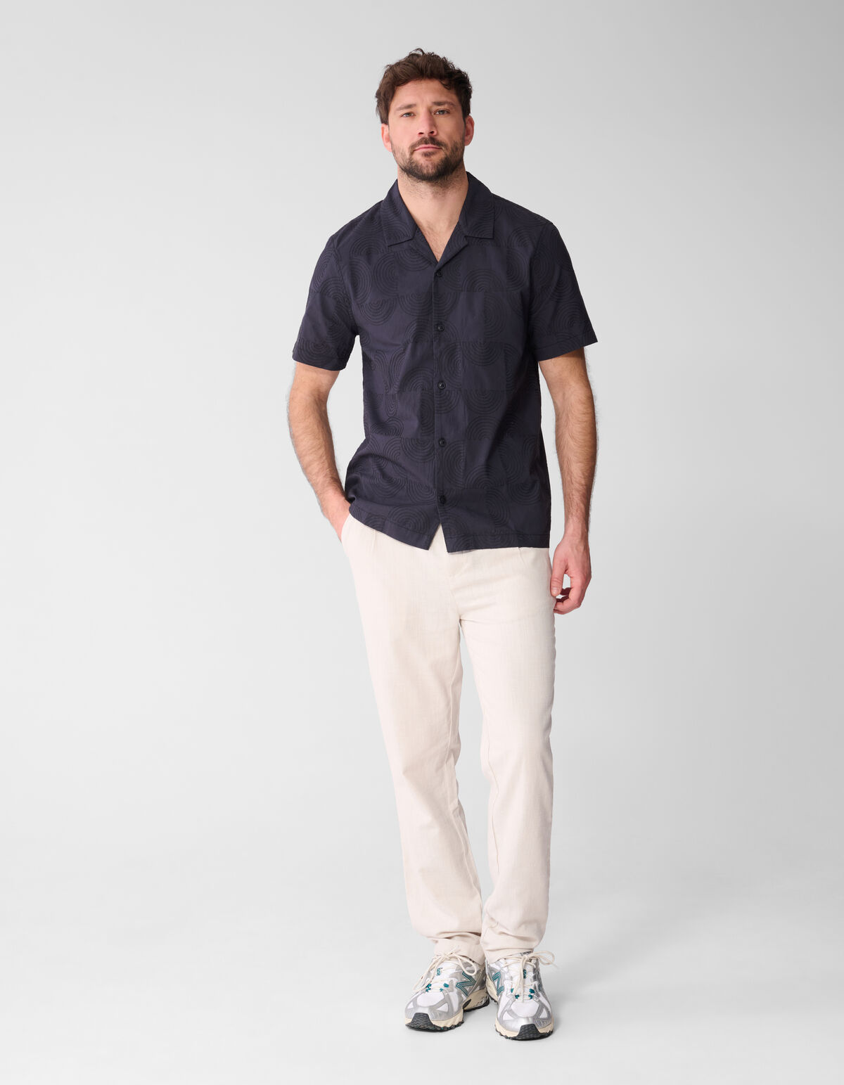 Mehrfach besticktes Hemd Dunkelgrau SHOEBY MEN