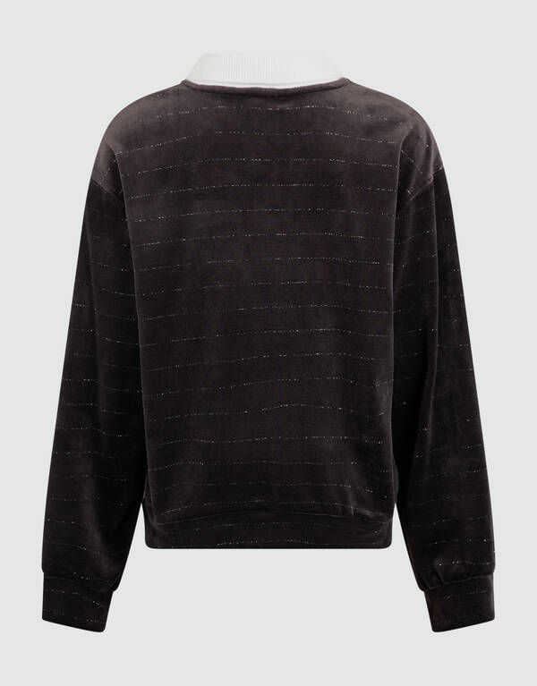 Velvet Sporty Longsleeve-Top Dunkelbraun SHOEBY GIRLS