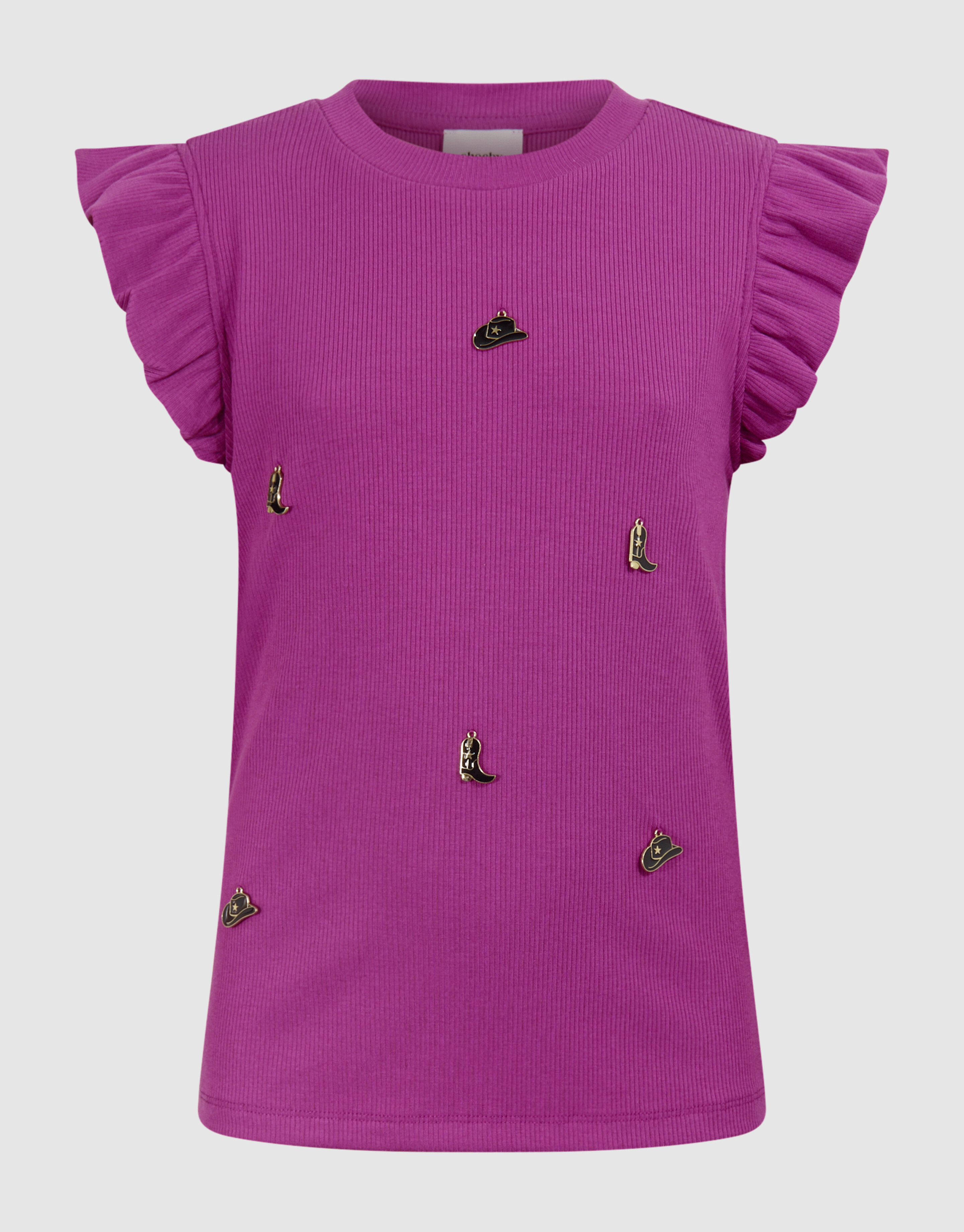 Rüschen-T-Shirt mit Charme Dunkelrosa SHOEBY GIRLS