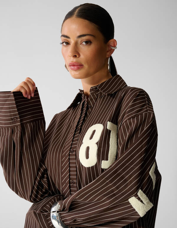 Gestreifte Bluse in Oversize-Passform braun SHOEBY WOMEN