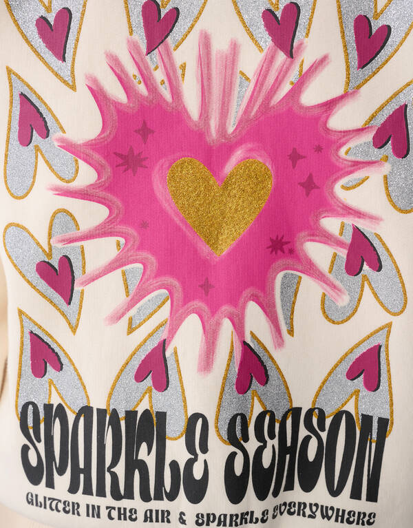 Pullover mit glitzerndem Artwork in Off White SHOEBY GIRLS