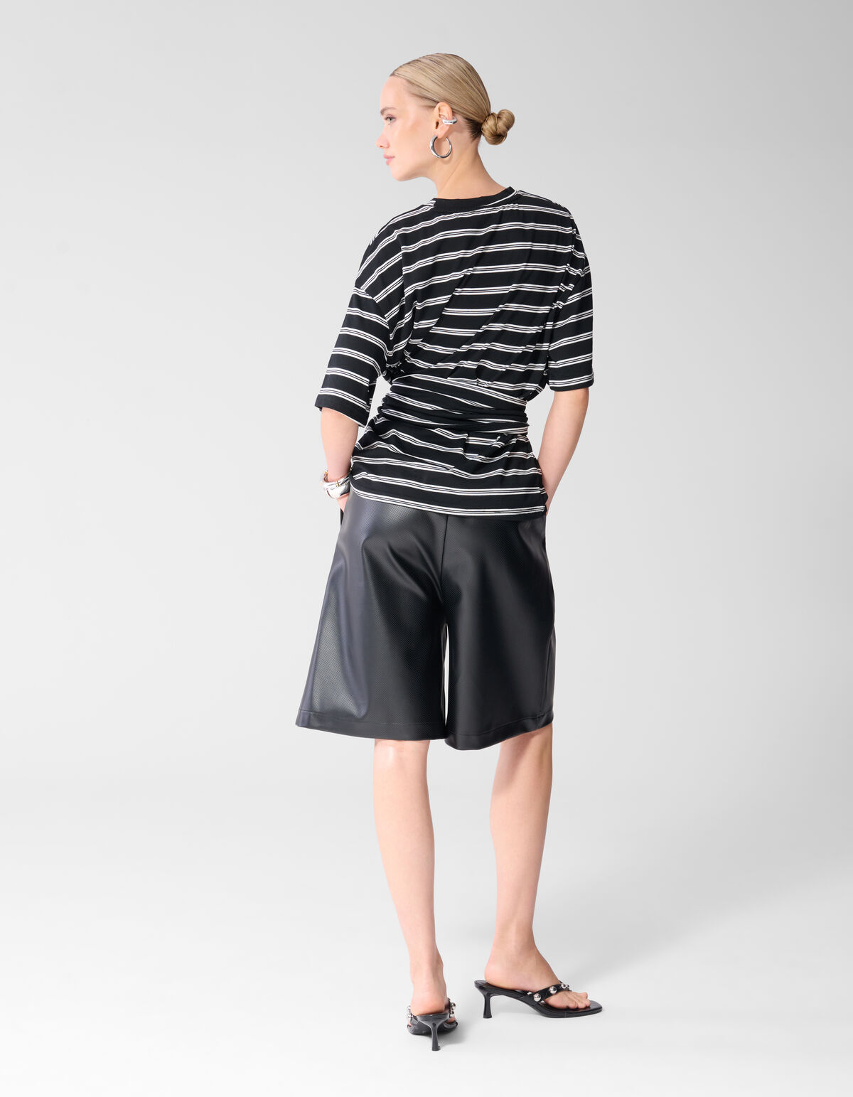 Schal Gestreiftes T-Shirt Schwarz/Wei&szlig; SHOEBY WOMEN