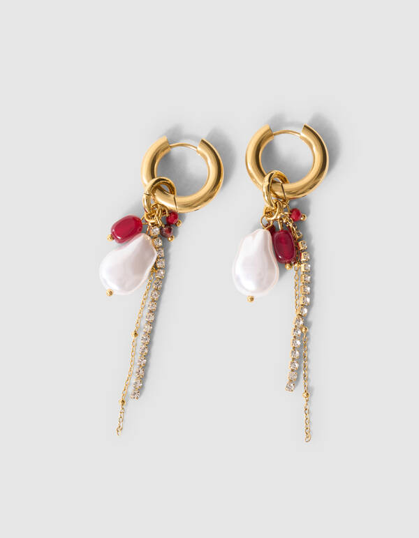 Perlen Charm Ohrringe Gold SHOEBY ACCESSOIRES