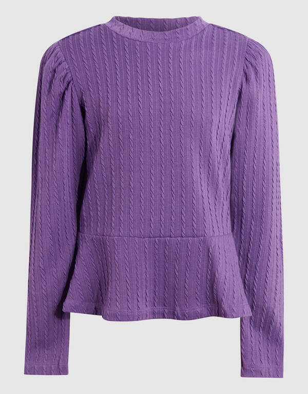 Peplum-Kabel-Langarmshirt Lila SHOEBY GIRLS
