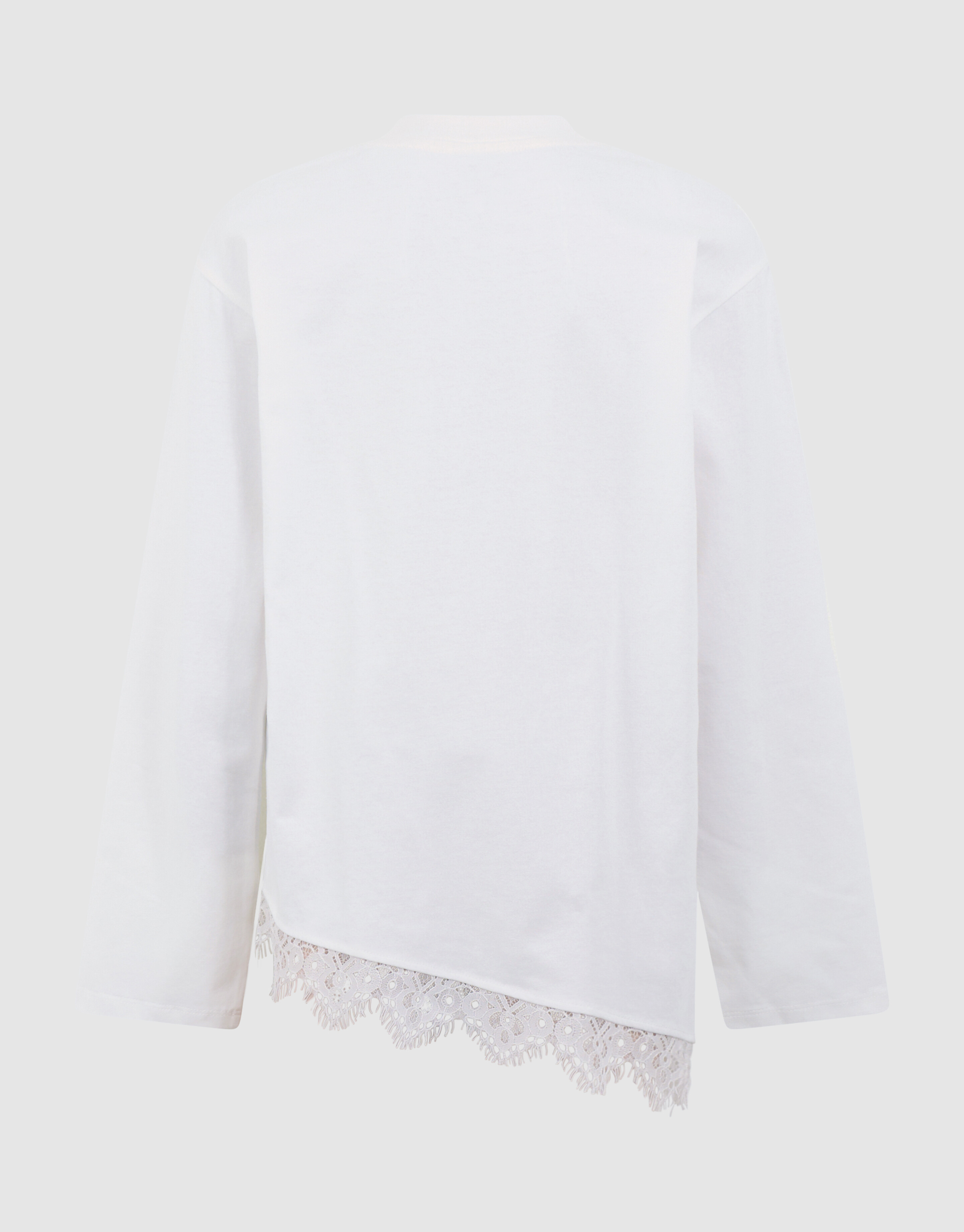 Asymmetrische Langarmshirt mit Spitze Wei&szlig; SHOEBY GIRLS