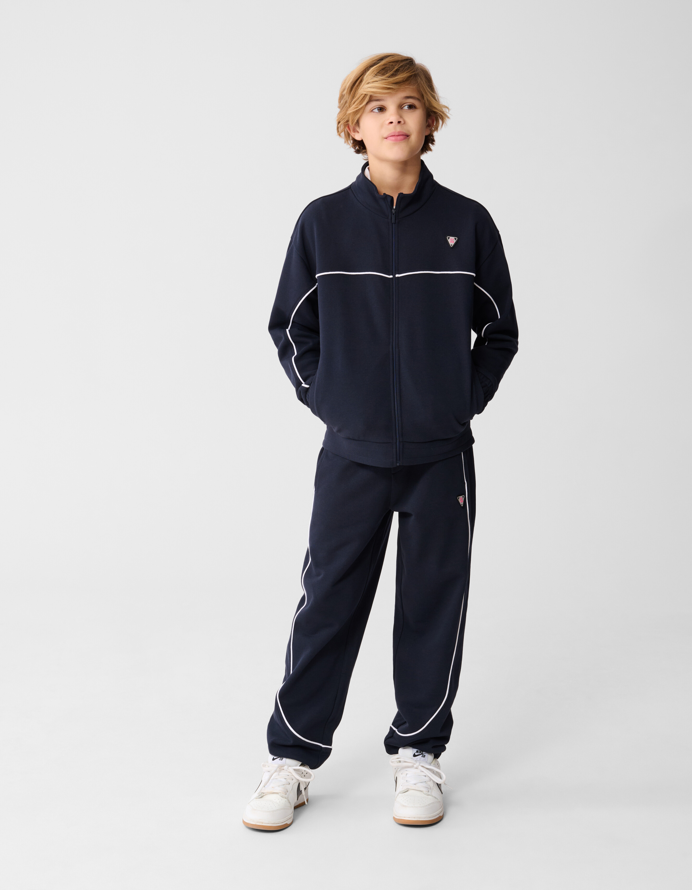 Dunkelblaue Jacke mit weichem Rei&szlig;verschluss SHOEBY BOYS