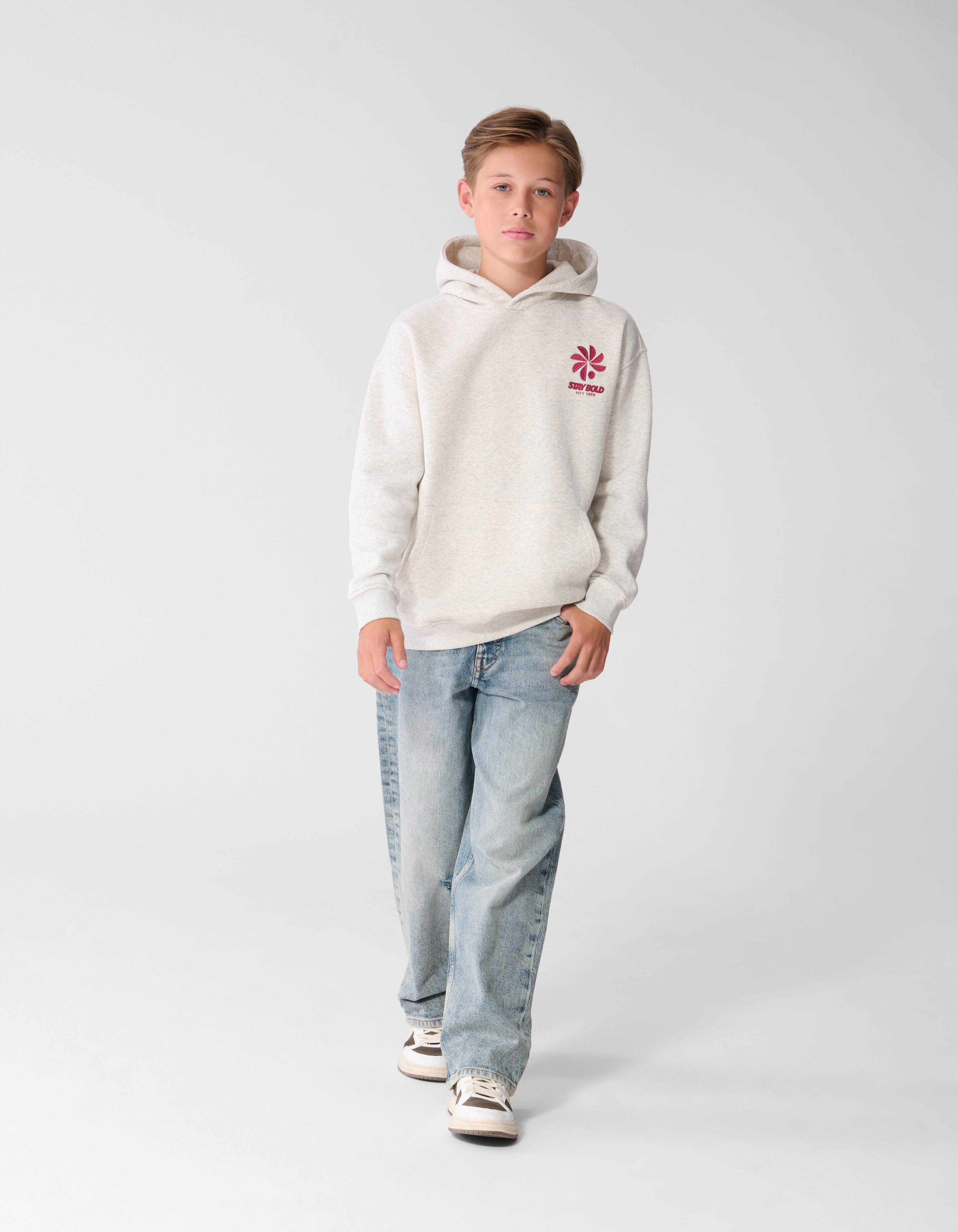 Oversized Fit Bold Artwork Hoodie Lichtgrijs SHOEBY BOYS