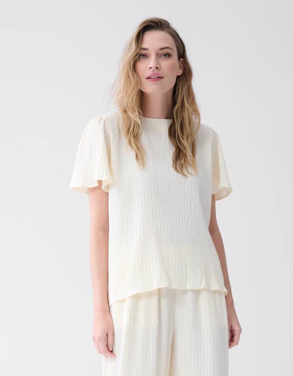 Crinkle Twist Top Off White SHOEBY WOMEN