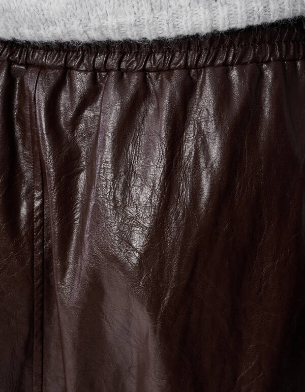 Maxirock aus veganem Leder in Braun SHOEBY WOMEN