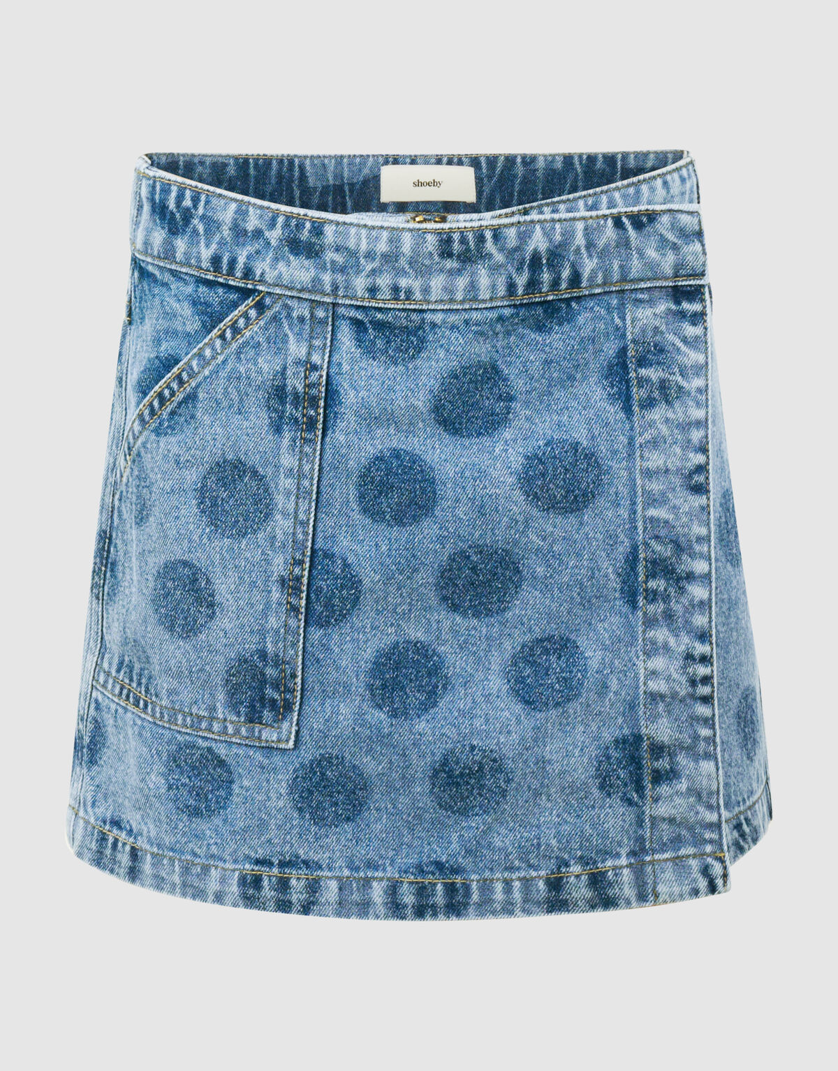 Polkadot Umh&uuml;llungs-Denim-Skort Blau SHOEBY GIRLS