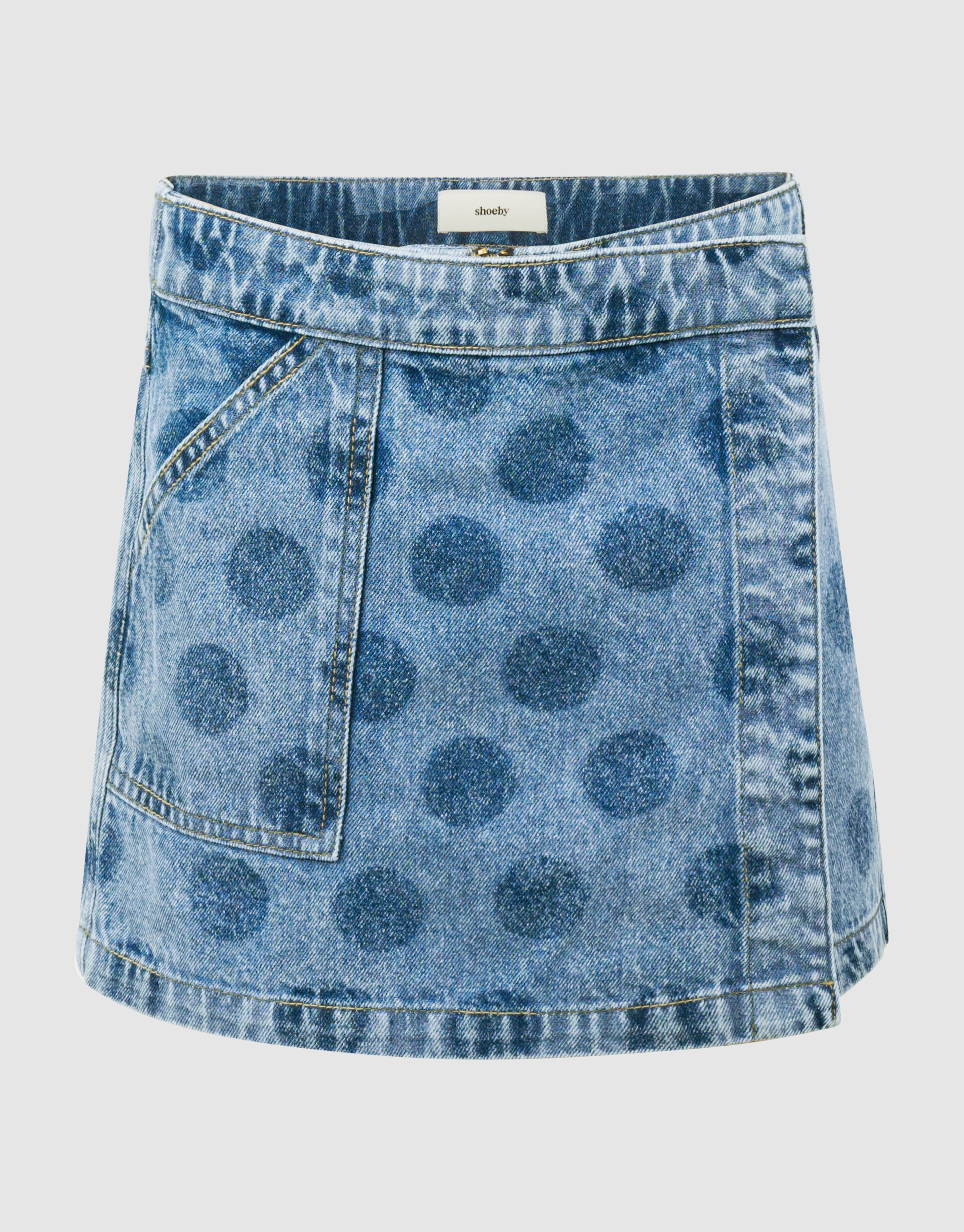 Polkadot Umh&uuml;llungs-Denim-Skort Blau SHOEBY GIRLS