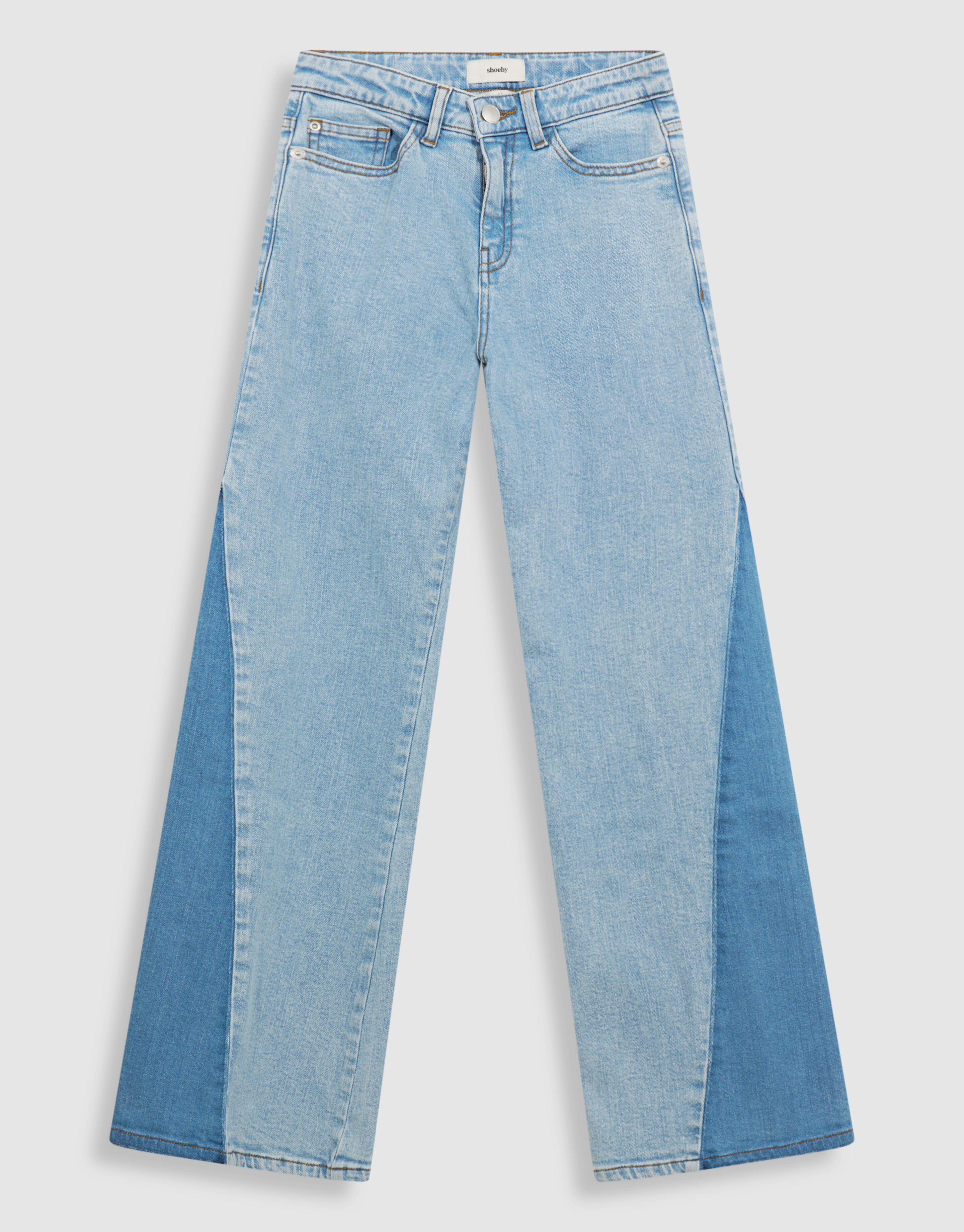 Zweifarbige, ausgestellte Jeans, gebleicht SHOEBY GIRLS