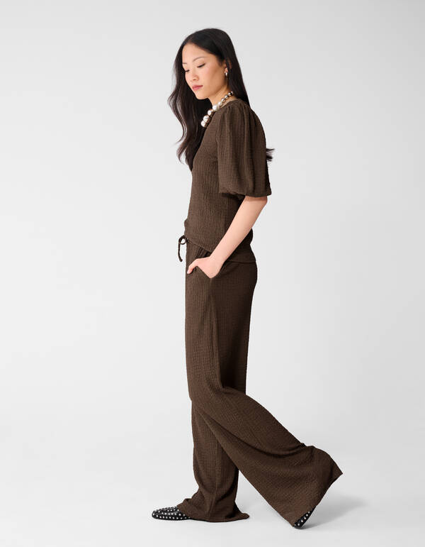 Crinkle Wide-Leg-Hose Braun SHOEBY WOMEN