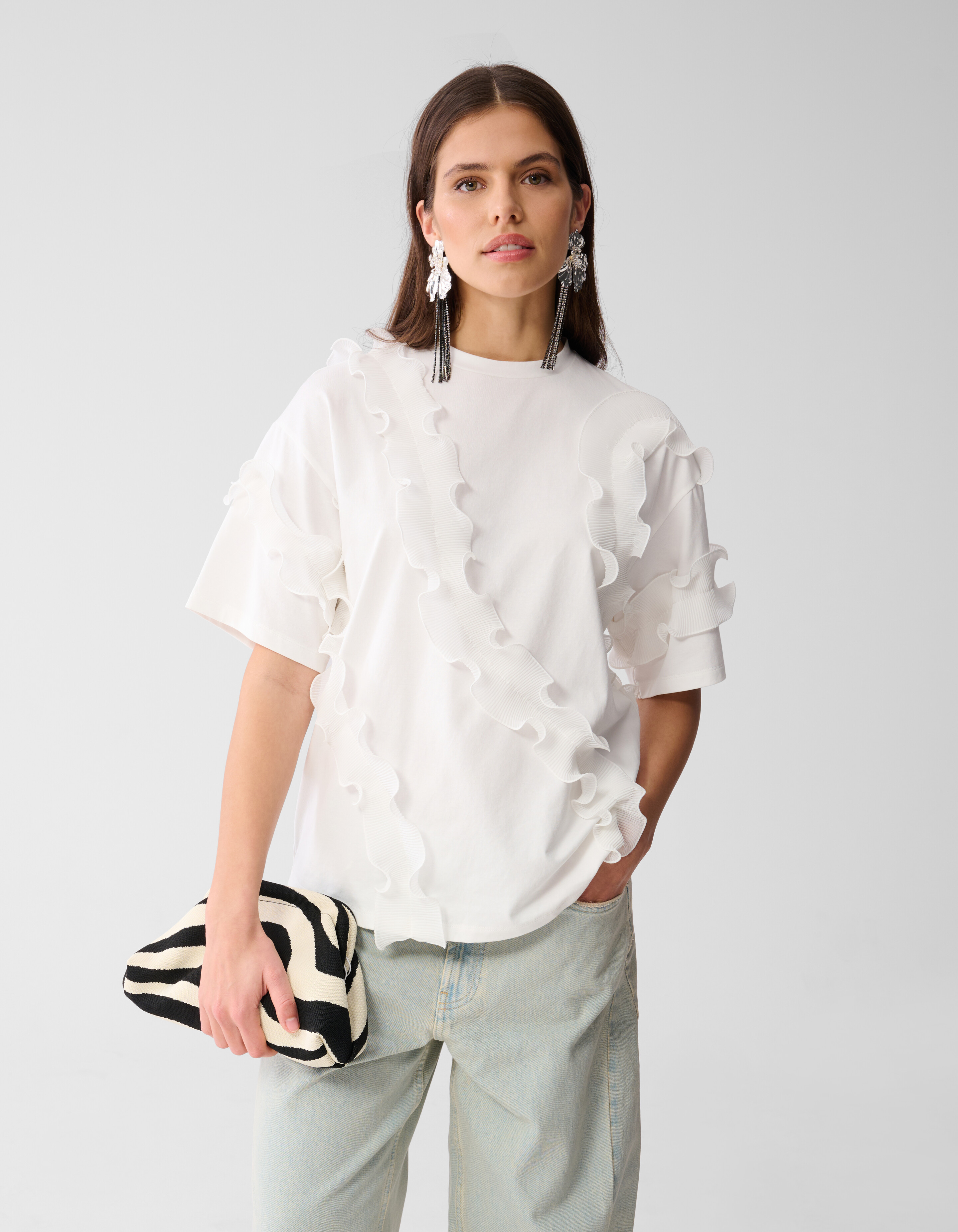Rüschen-T-Shirt Weiß SHOEBY WOMEN