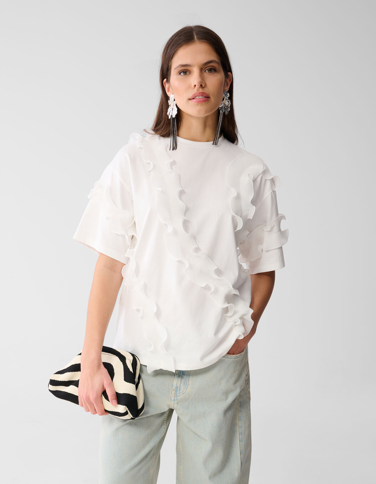 Rüschen-T-Shirt Weiß SHOEBY WOMEN