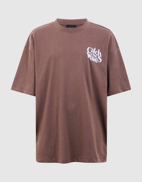 Catch Artwork T-shirt Donkerbruin SHOEBY BOYS