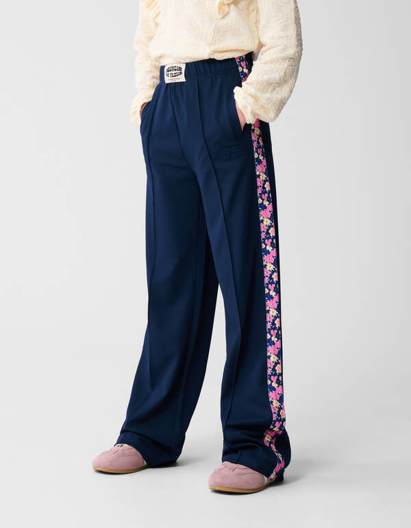 Dunkelblaue Hose mit weitem Bein und Blumenmuster SHOEBY GIRLS