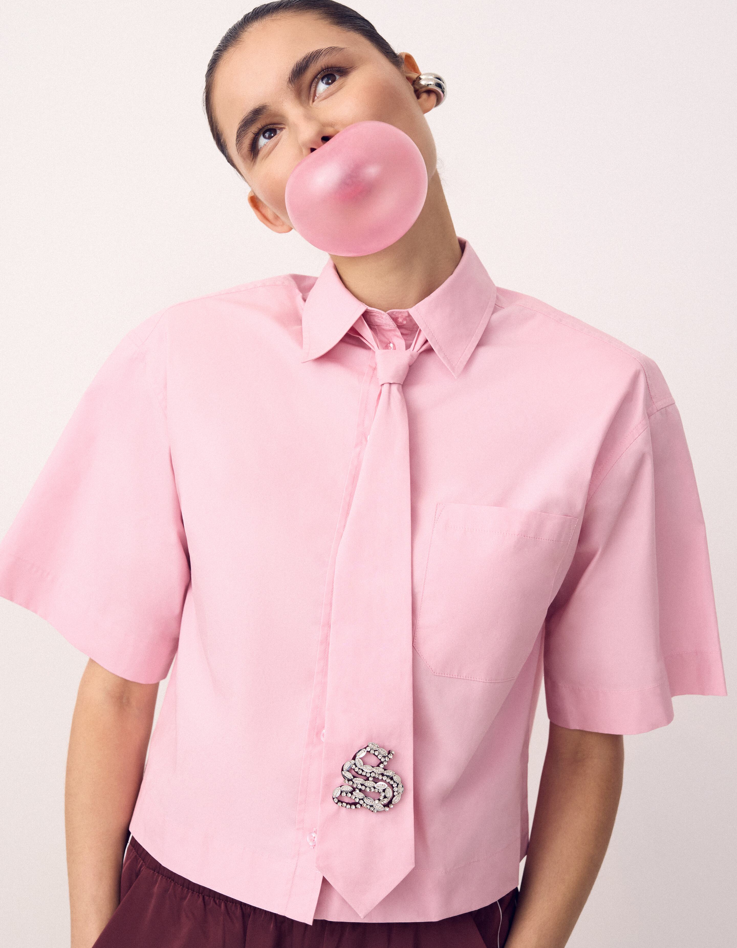 &Uuml;bergro&szlig;e Krawattenbluse Rosa SHOEBY WOMEN