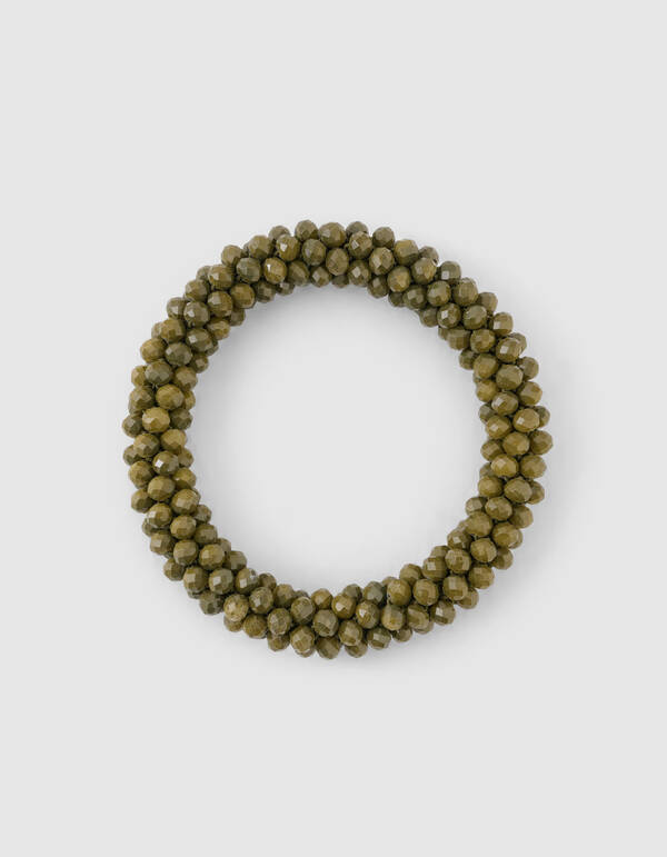 Perlenbesetztes Haargummi gr&uuml;n SHOEBY ACCESSOIRES