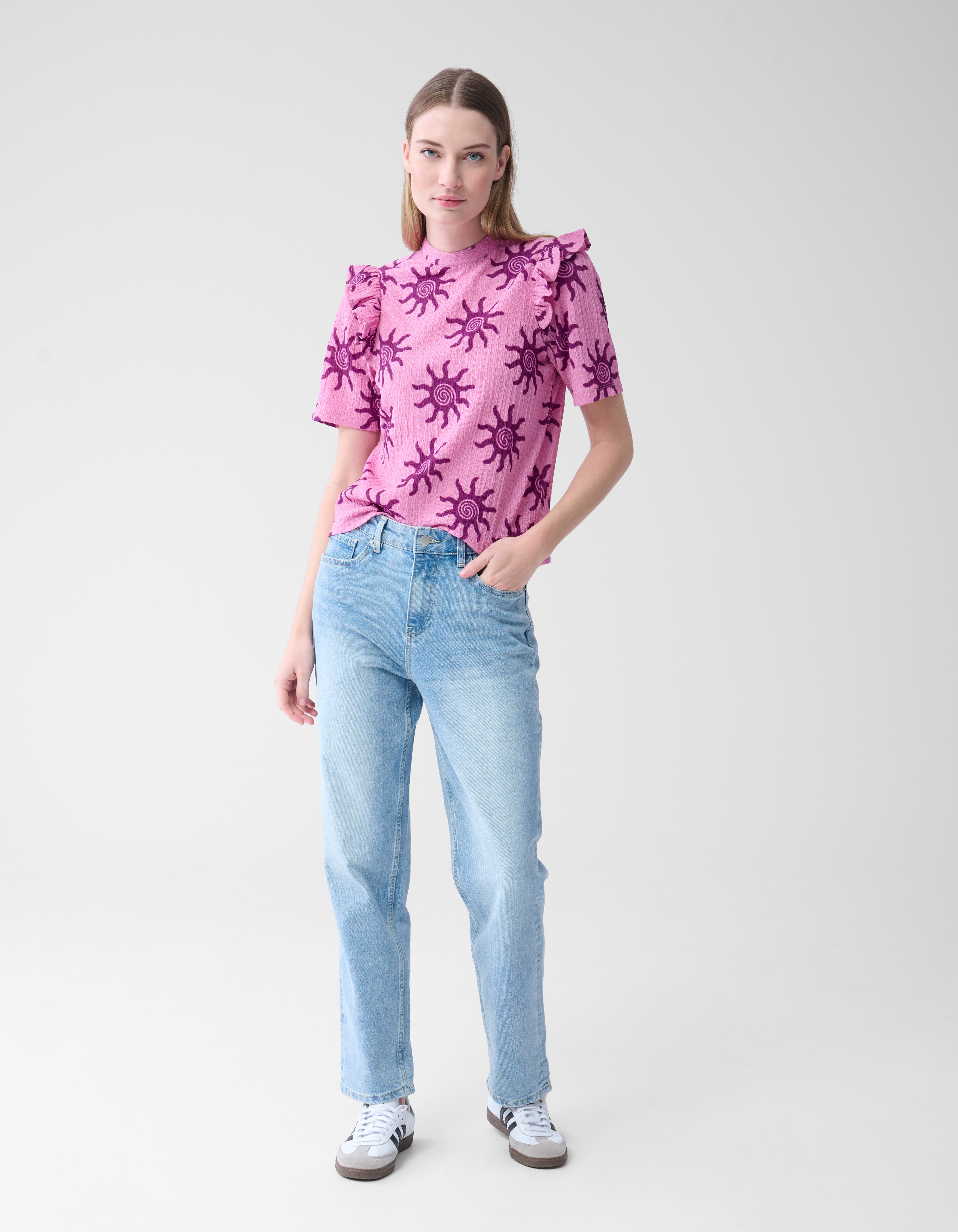 Crinkle-Rüschen-Top Rosa SHOEBY WOMEN