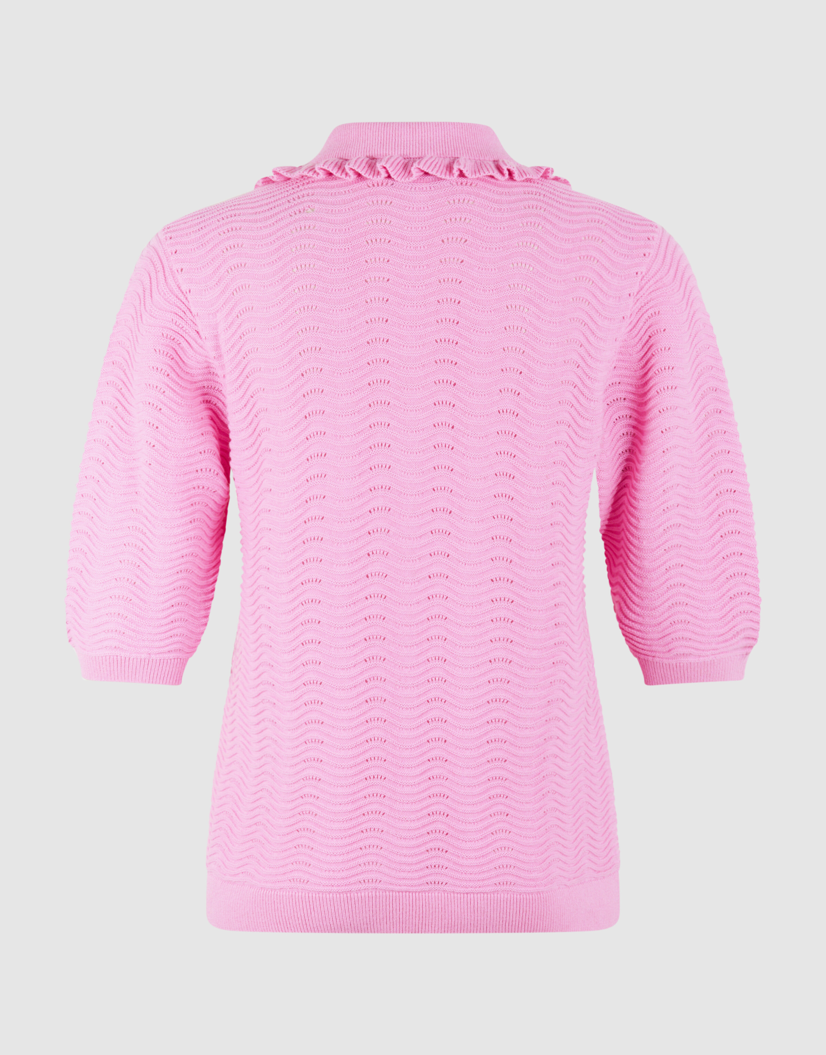 Gestricktes R&uuml;schen-Poloshirt Rosa SHOEBY WOMEN