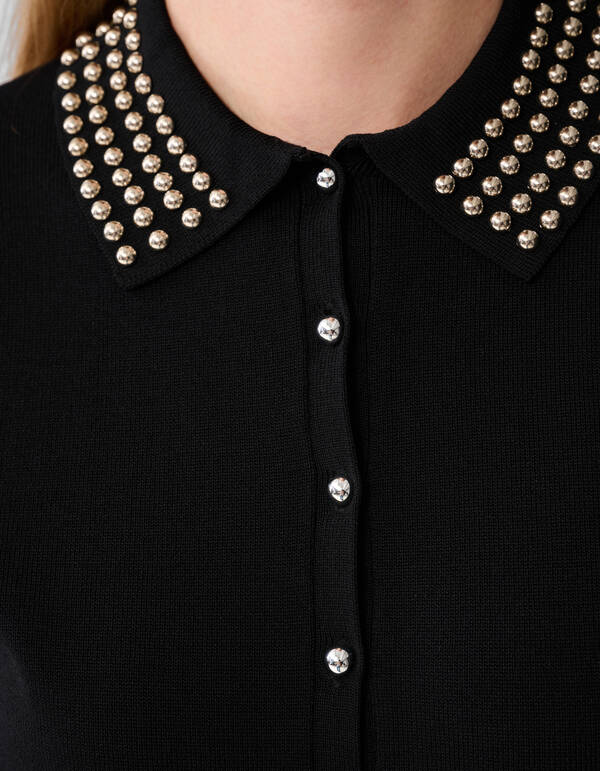 Poloshirt mit Strass-Strick Schwarz SHOEBY WOMEN