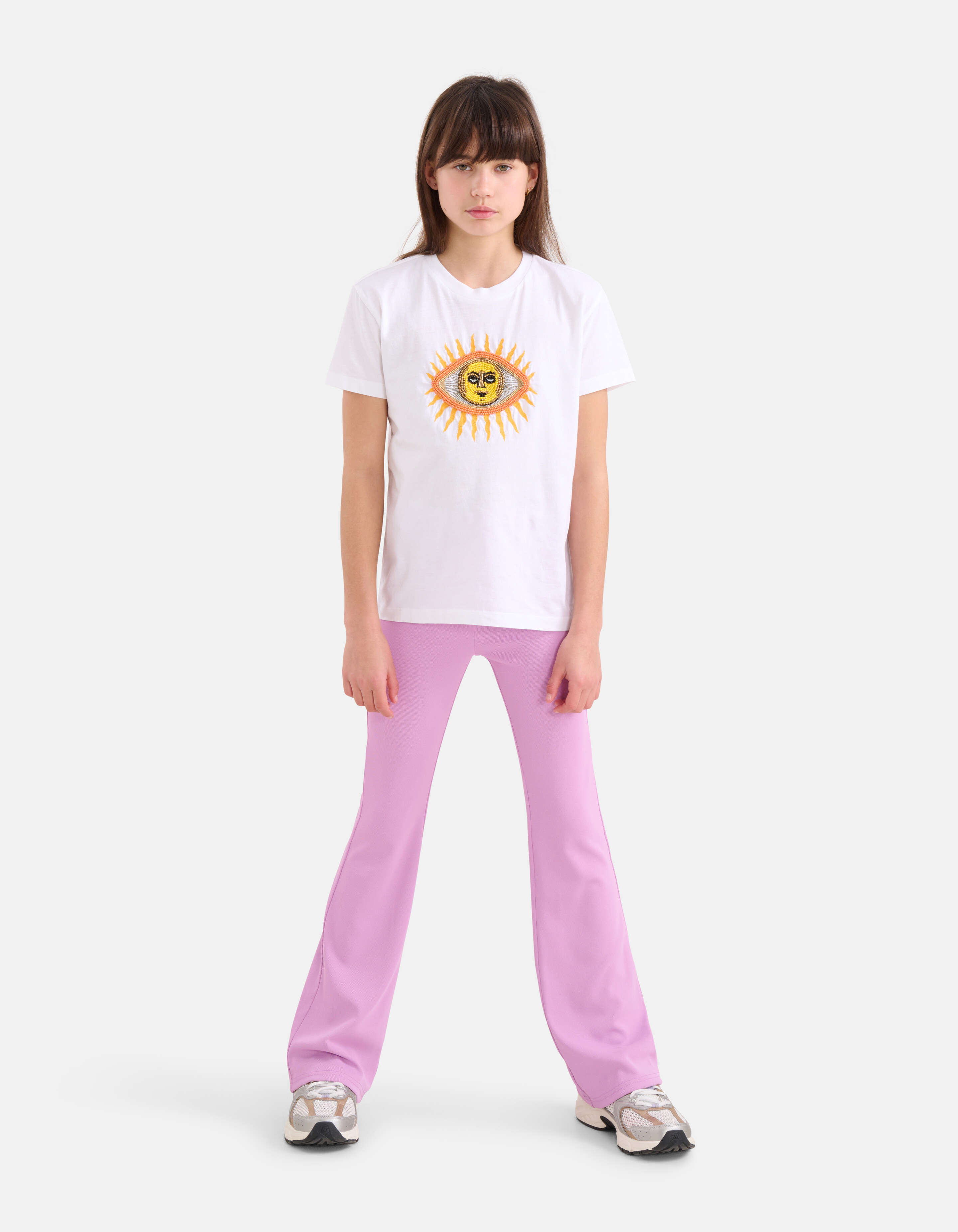 Embroidery T-shirt Wit SHOEBY GIRLS