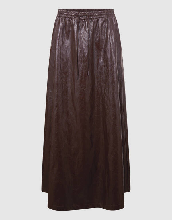 Maxirock aus veganem Leder in Braun SHOEBY WOMEN