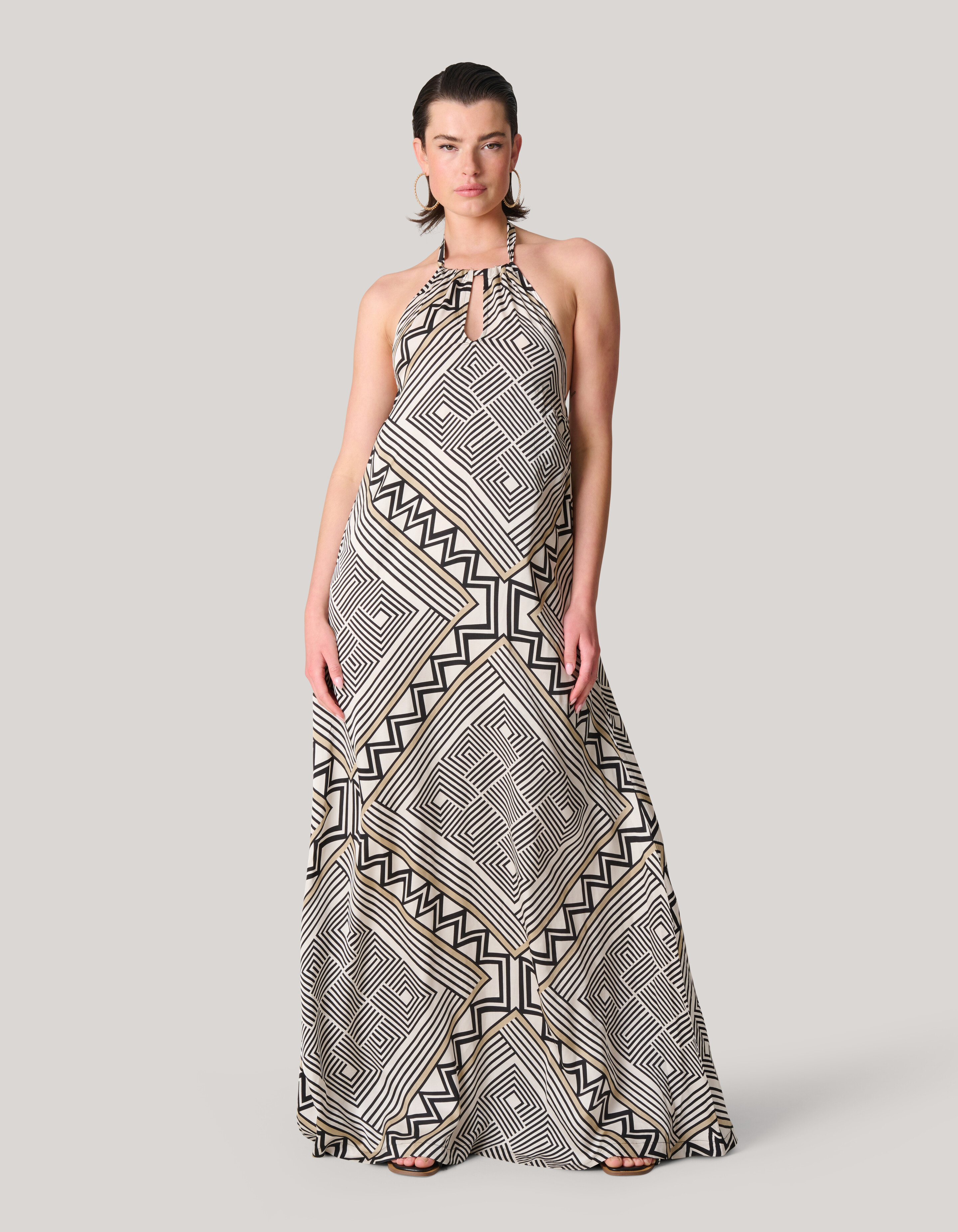 Printed Maxi Jurk Gebroken Wit SHOEBY WOMEN