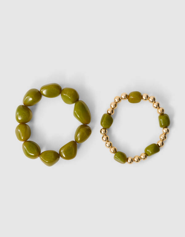 Perlenarmband-Set Dunkelgr&uuml;n SHOEBY ACCESSOIRES