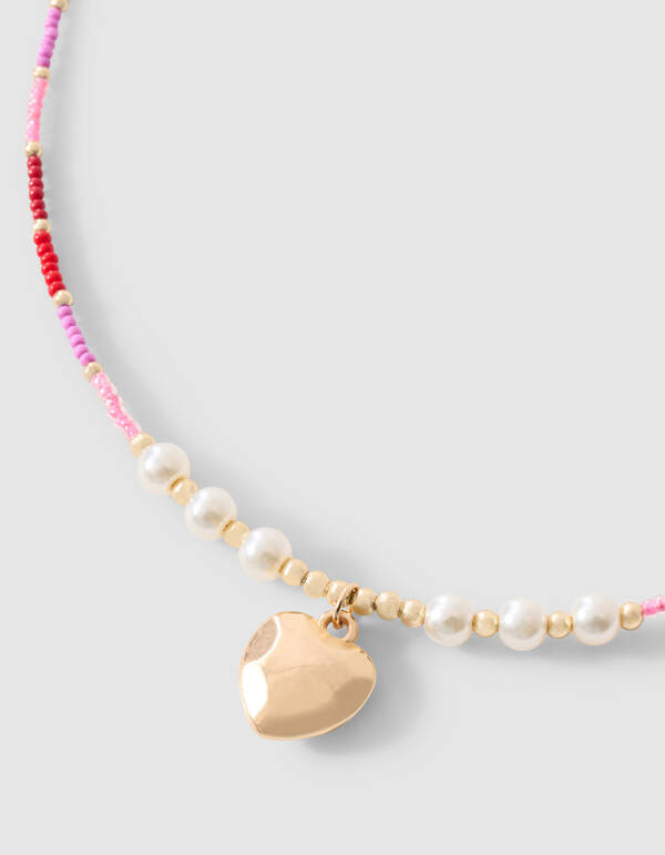 Perlenherz Kette Rosa SHOEBY ACCESSOIRES