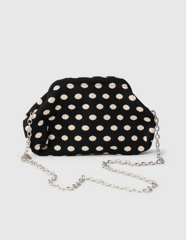 Gestrickte Clutch mit Punkten Schwarz SHOEBY ACCESSOIRES