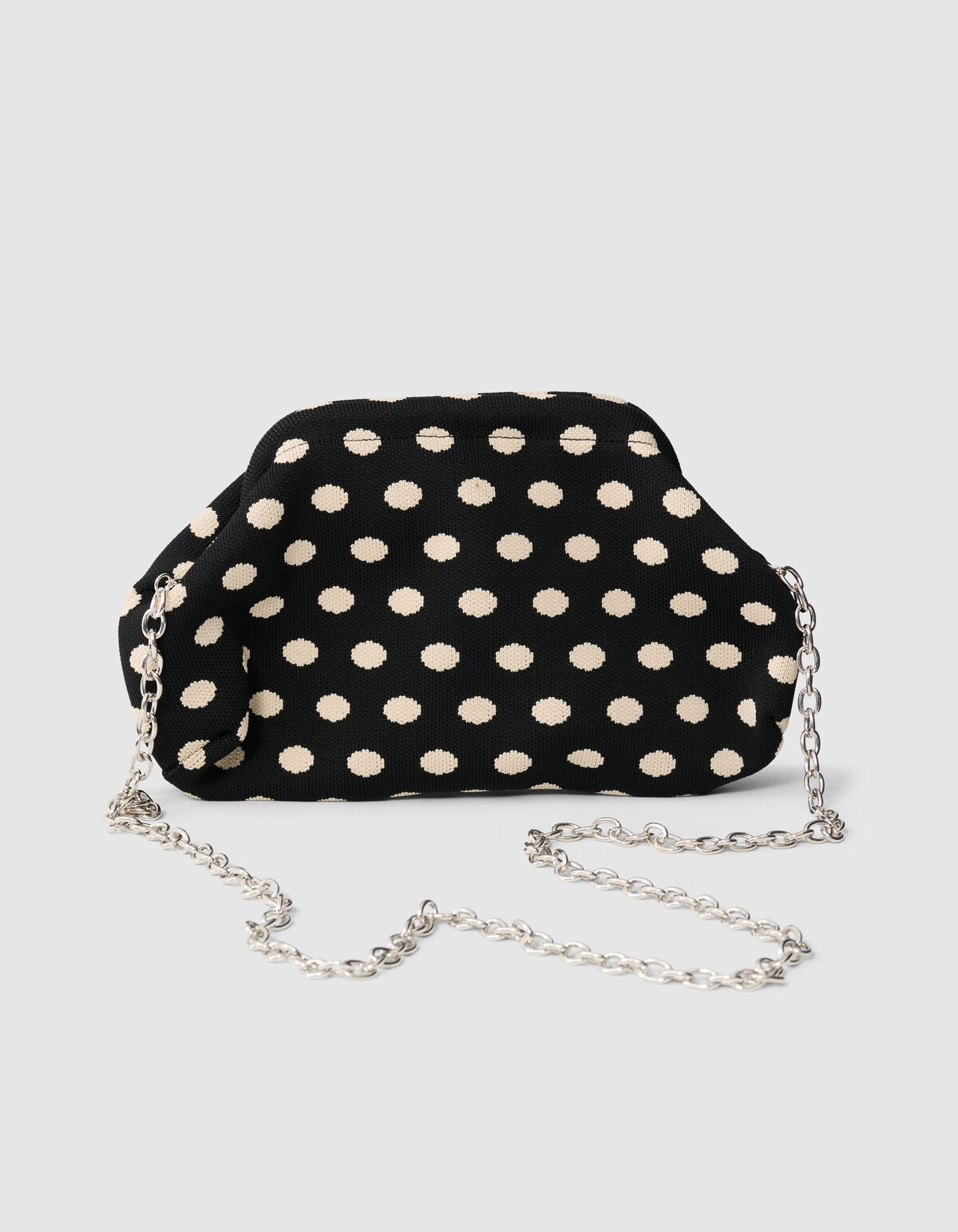 Gestrickte Clutch mit Punkten Schwarz SHOEBY ACCESSOIRES
