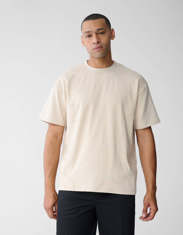 Spark Logo Print T-Shirt Beige SHOEBY MEN