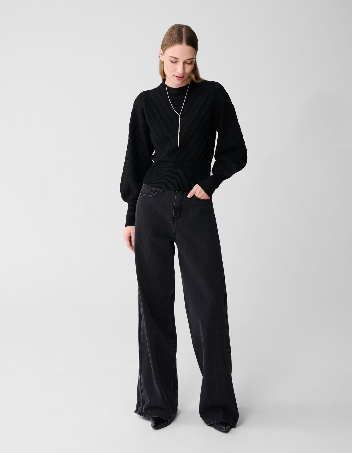 Schwarzer Glitzer-Strickpullover SHOEBY WOMEN