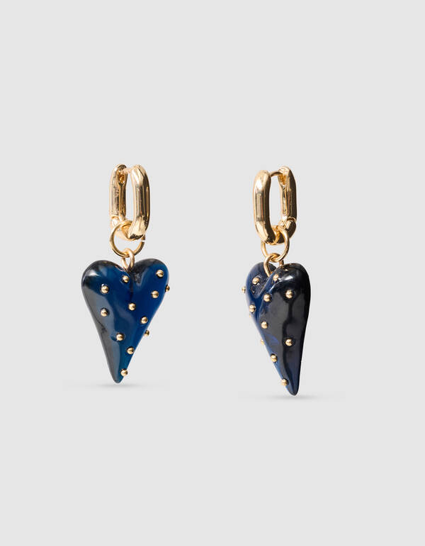 Gepunktete Herz-Ohrringe Dunkelblau SHOEBY ACCESSOIRES