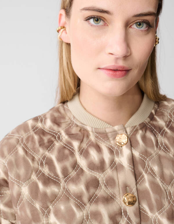 Kurz&auml;rmelige Bomberjacke mit Leopardenmuster Hellb SHOEBY WOMEN