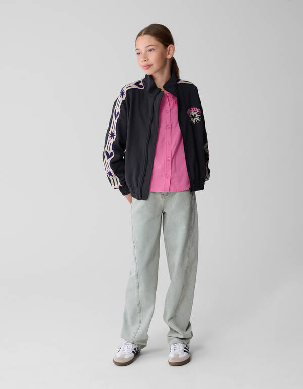 Jacke mit Rei&szlig;verschluss und Herzband in Dunkelgra SHOEBY GIRLS