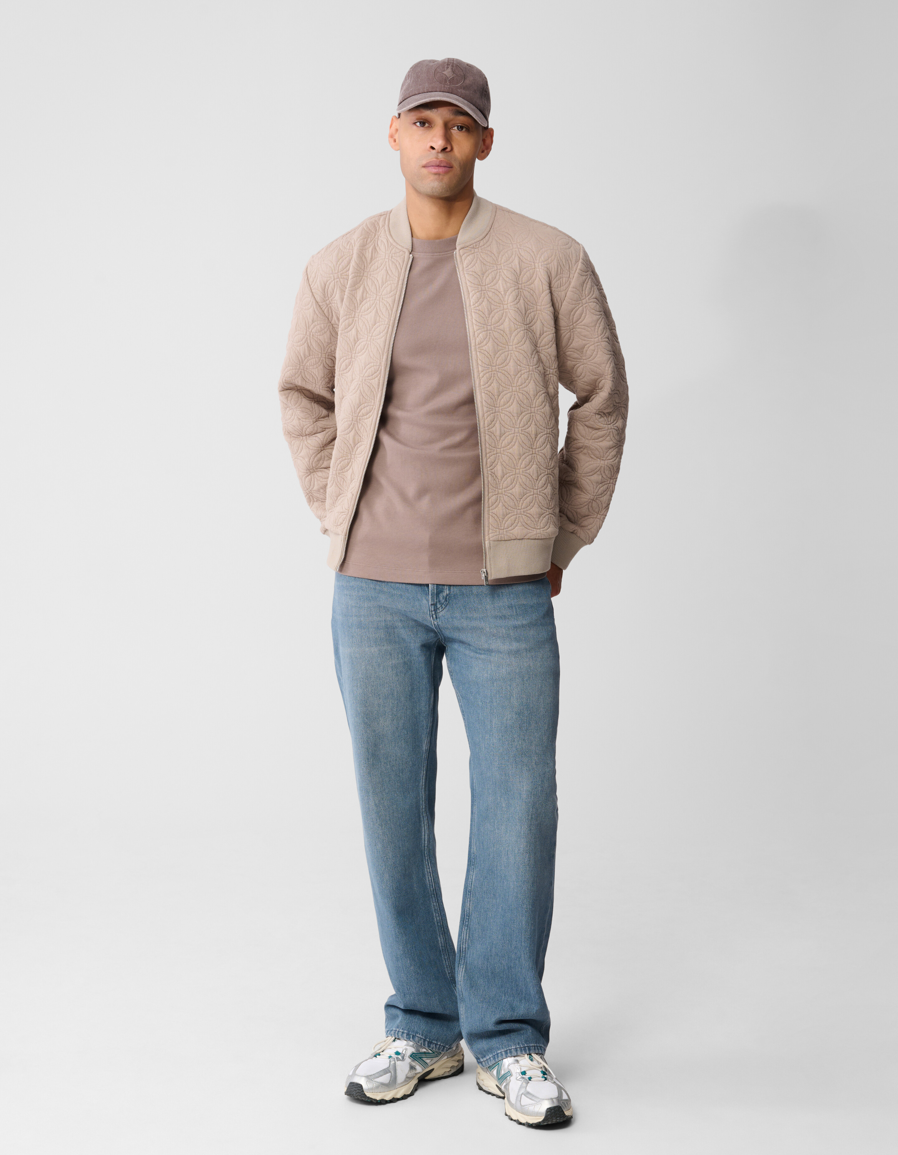 Stickerei Sweat Bomberjacke Hellbraun SHOEBY MEN