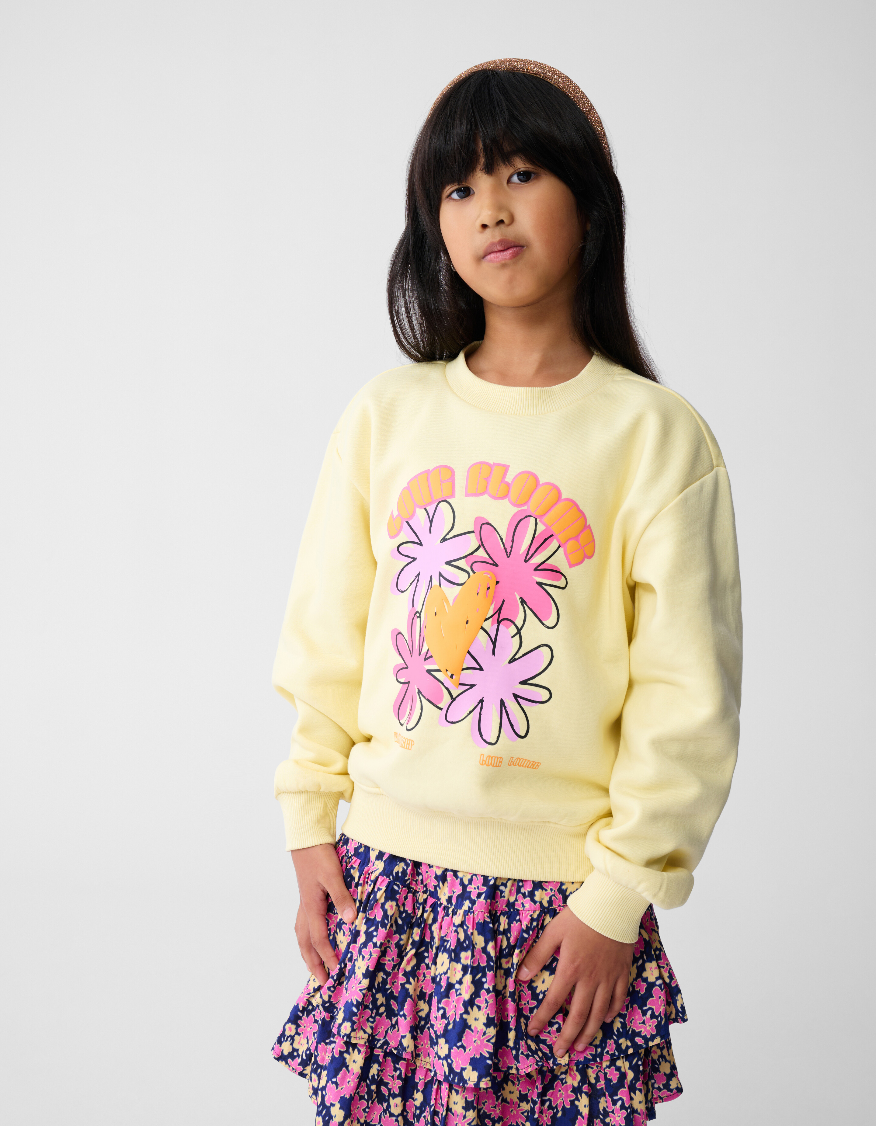 Bloem Artwork Pullover Hellgelb SHOEBY GIRLS