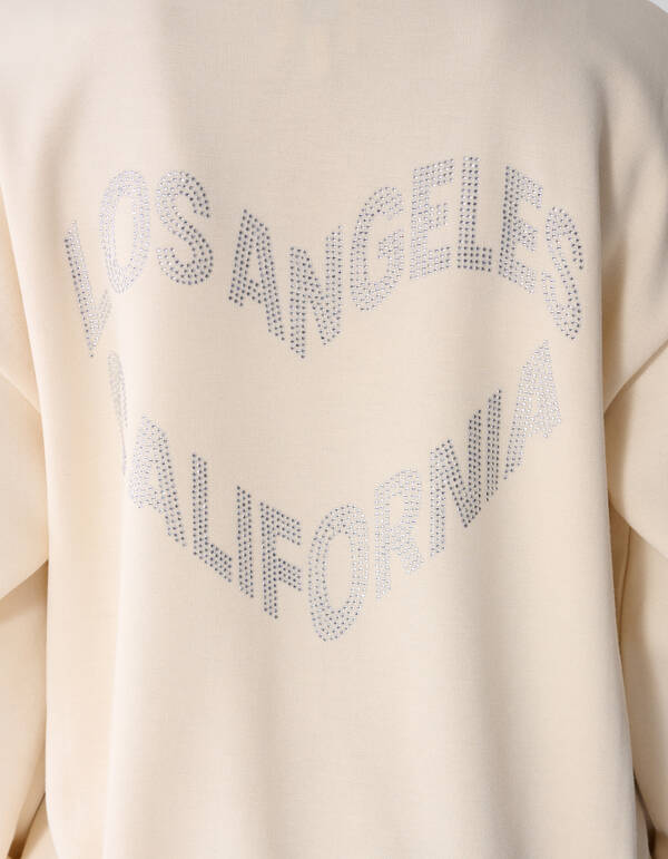 Strass Tekst Sweater Gebroken Wit SHOEBY GIRLS
