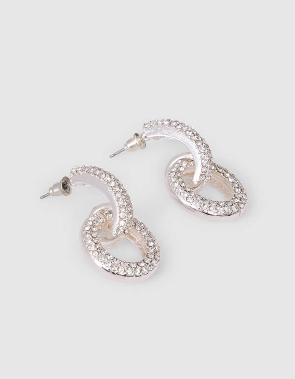 Ovale Ohrringe mit Strasssteinen in Silber SHOEBY ACCESSOIRES